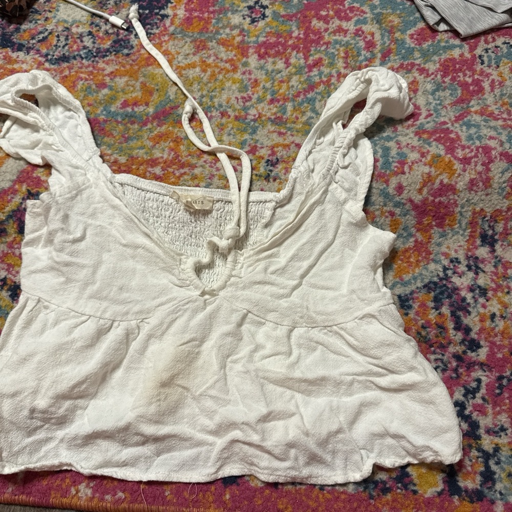 La Hearts White Textured Blouse